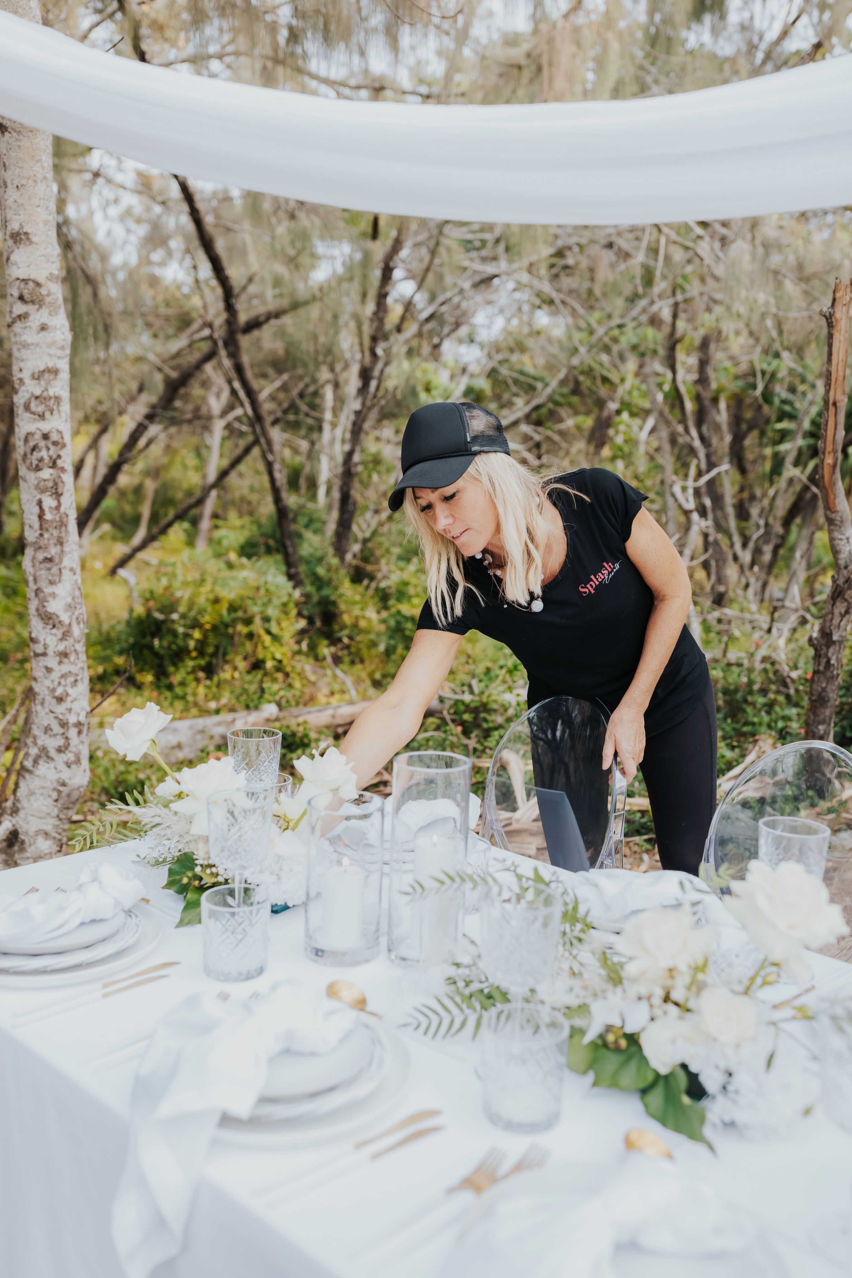 Setting up beach wedding