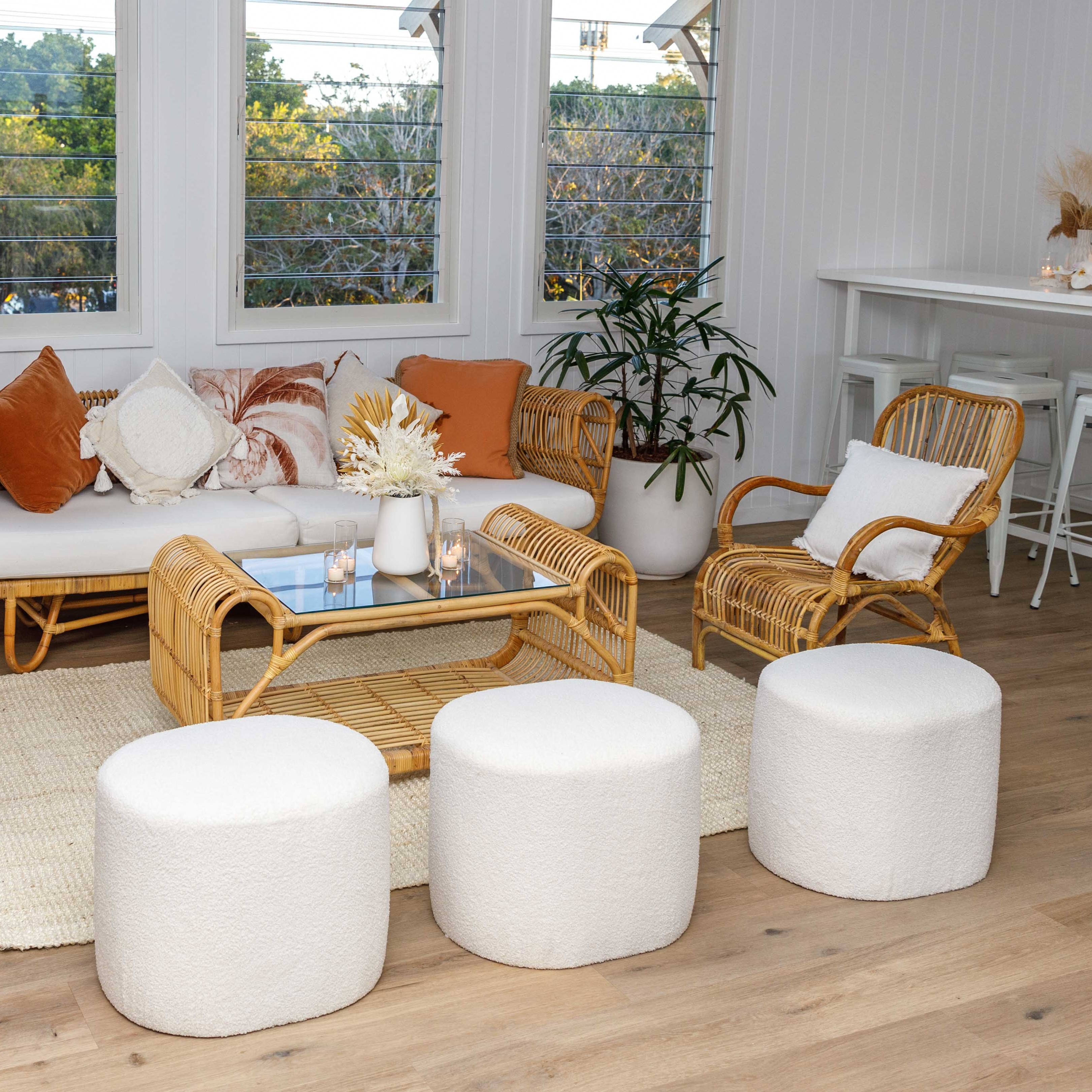 Cream ottomans