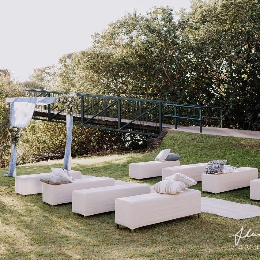 Linen rectangle ottomans