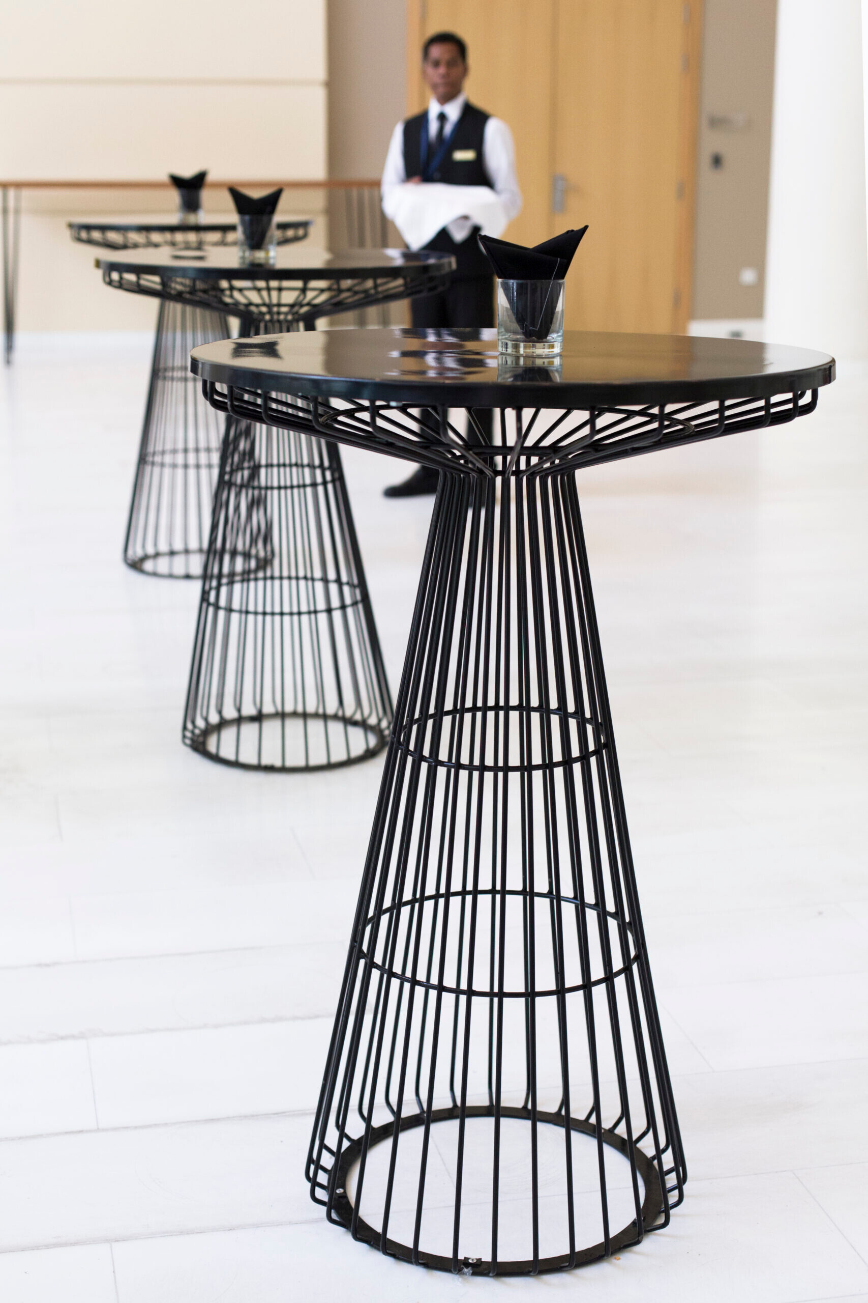 Black wire high tables