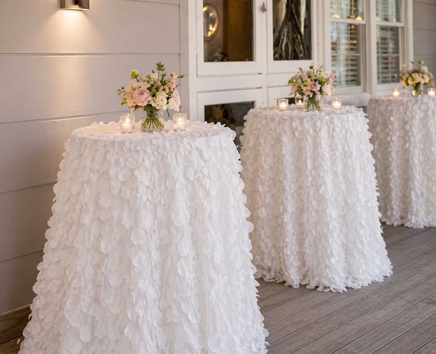 White ruffle tablecloths