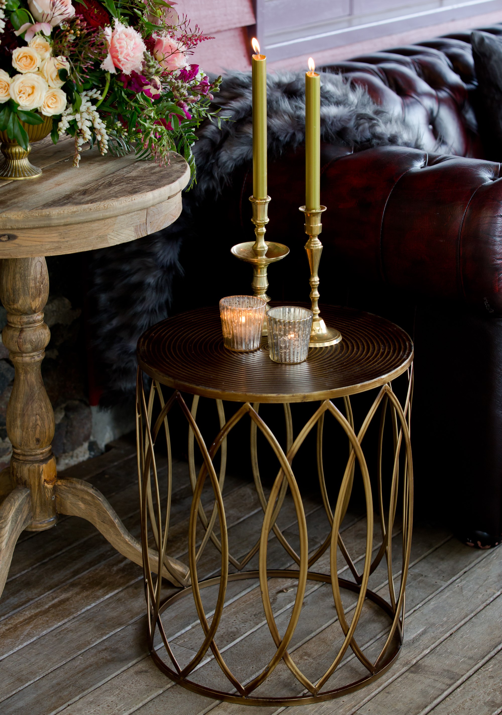 MArtini side table and candles