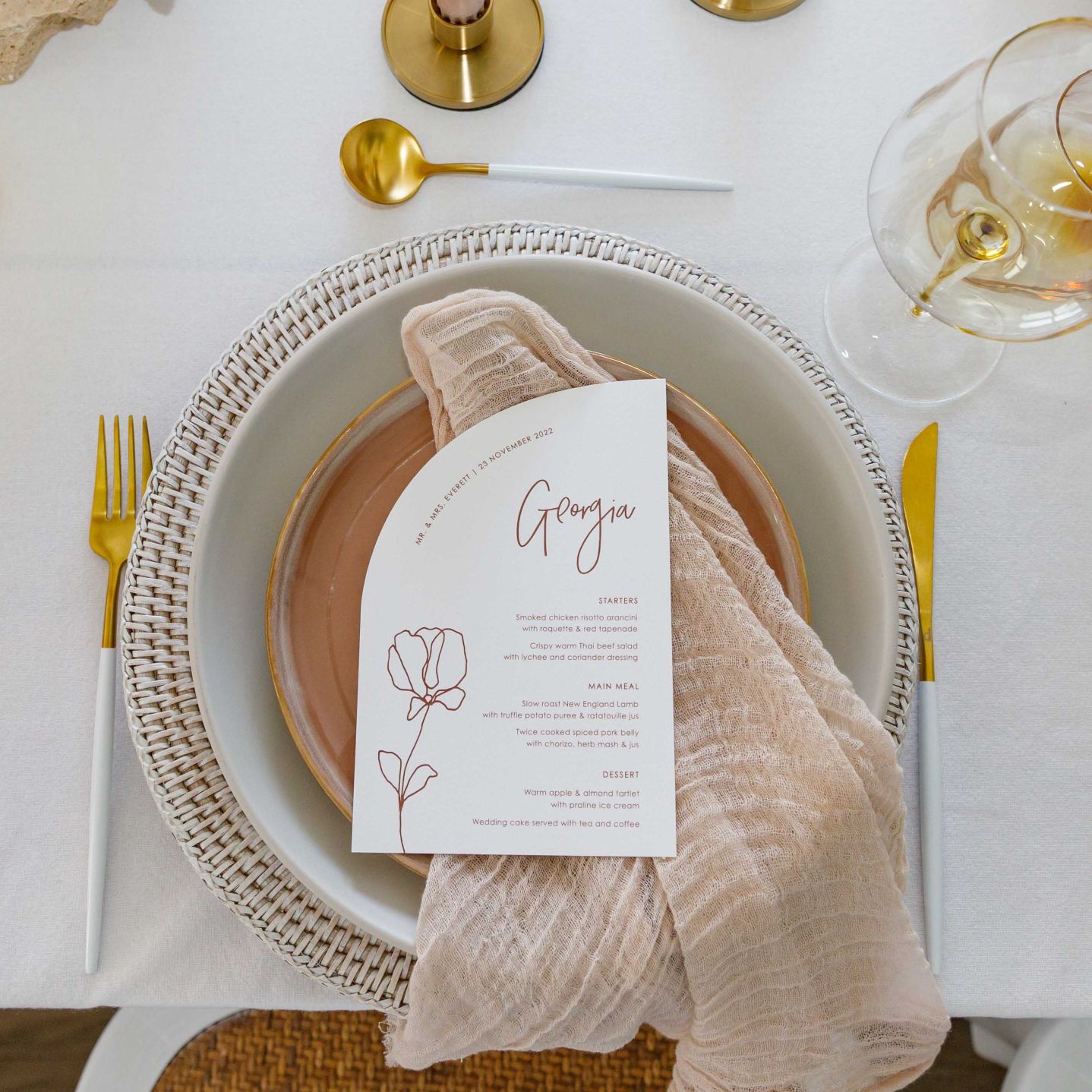 Woven peach napkin
