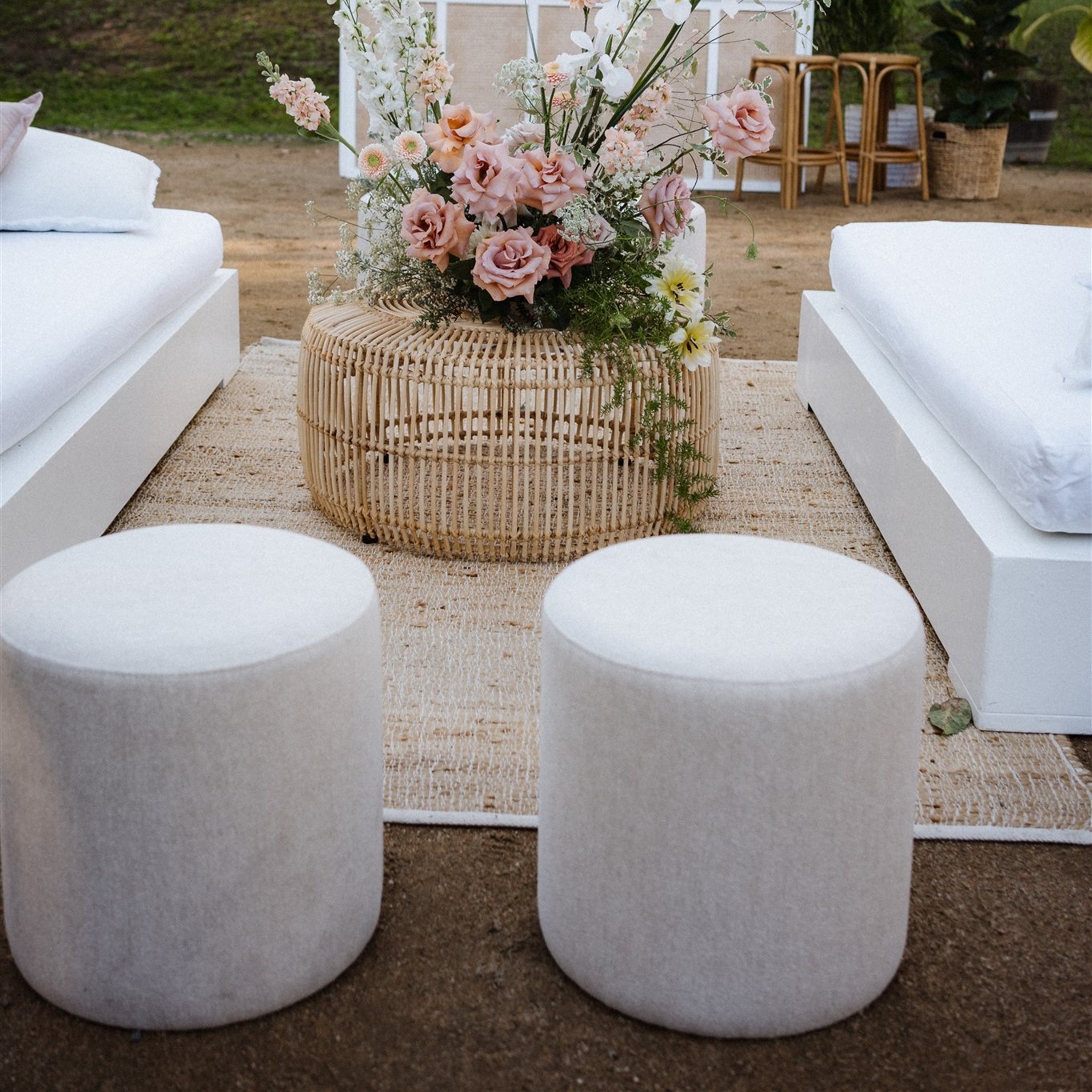 cream ottoman