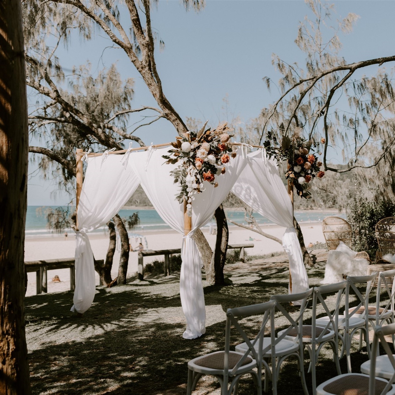 Bamboo canopy with chiffon