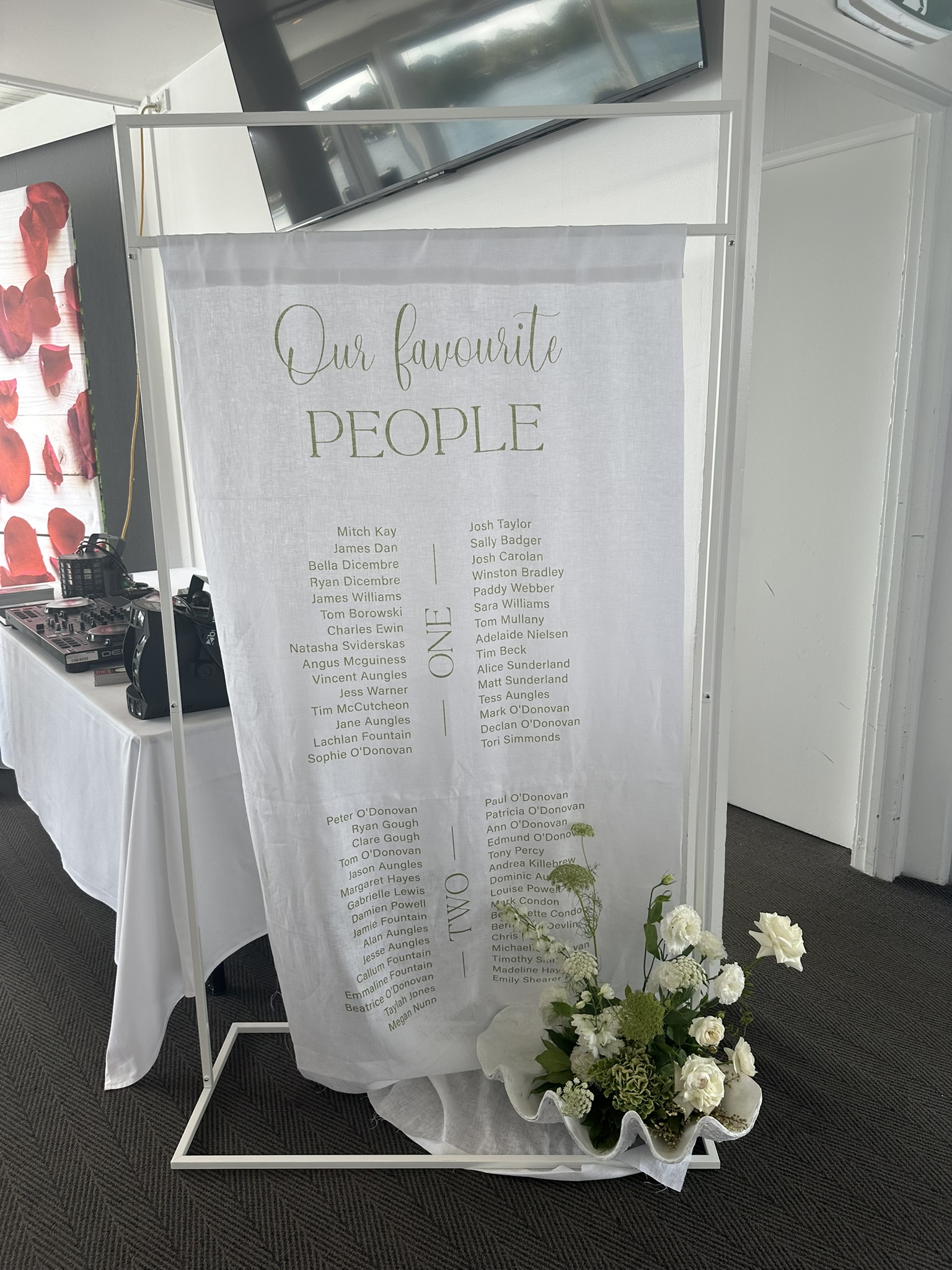 Fabric seating chart