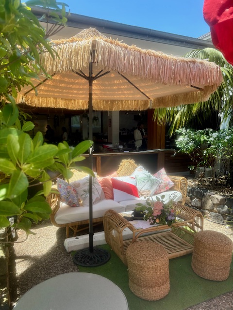 Coco lounge and seagrass umbrella