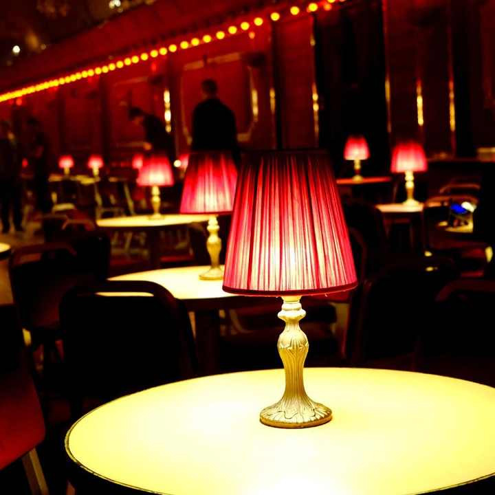 Red shade lamps