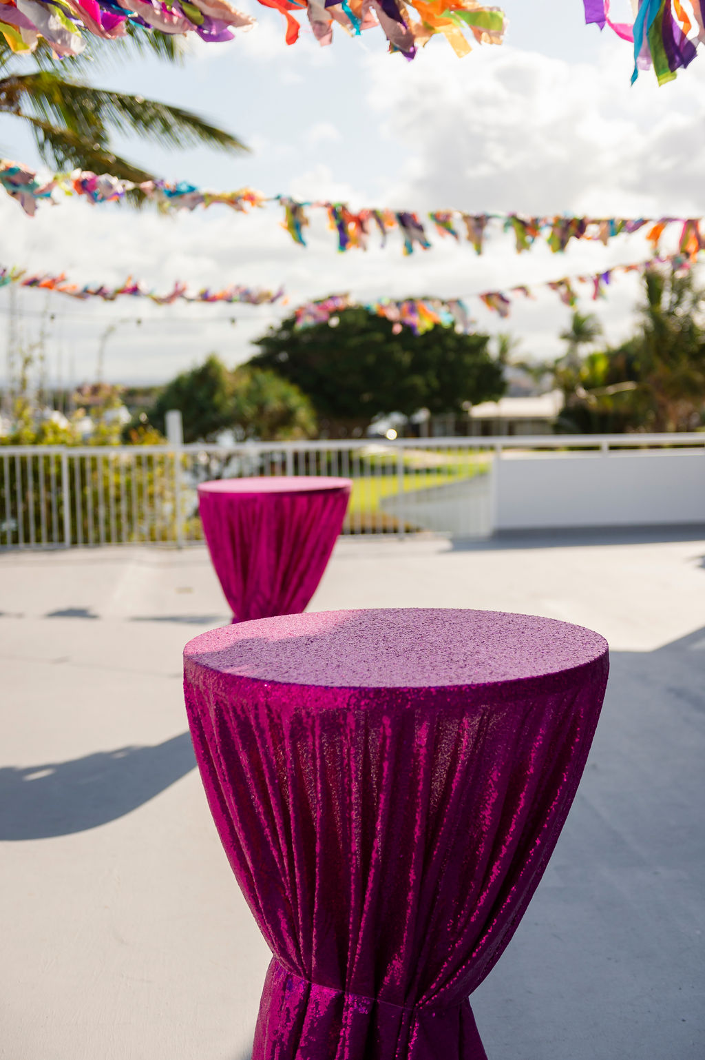 Hot pink sequin cocktail tables