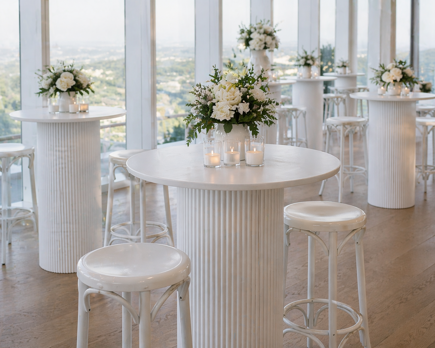White ribbed high bar cocktail