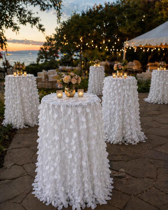 White ruffle cocktail table