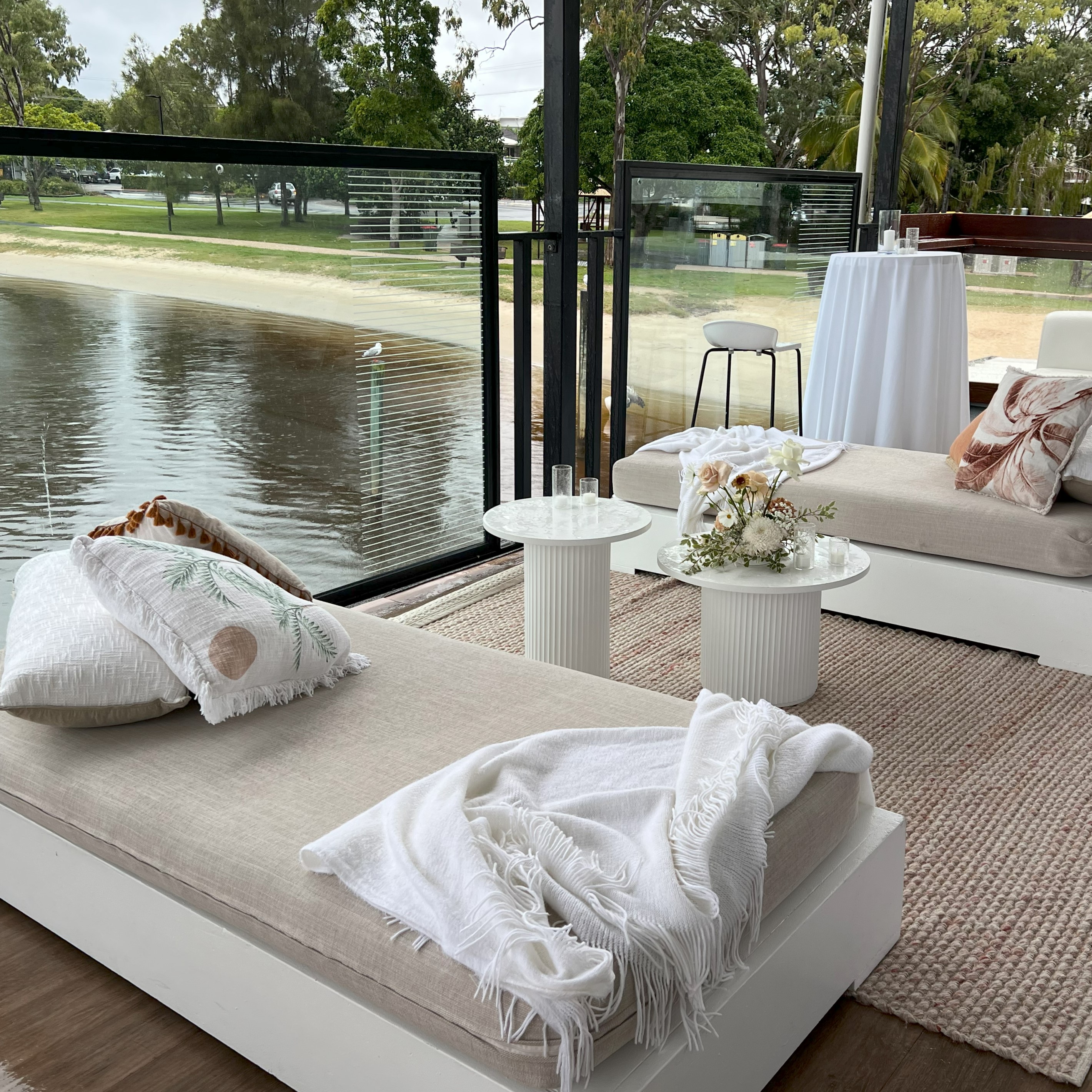 Natural Coastal day beds, ribbed coffee tables