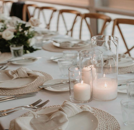 Hire Cylinder vase with pillar candle - set of 3 