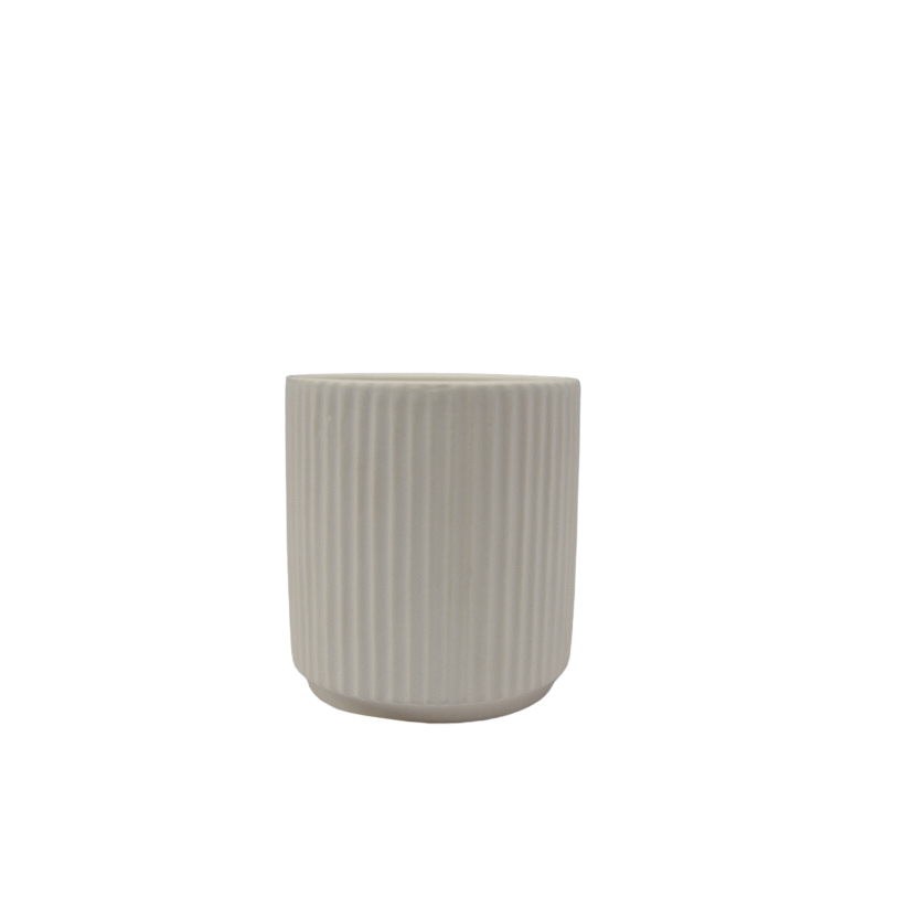 Hire White Ceramic Linear Ribbed Pot Wedding And Events Noosa 