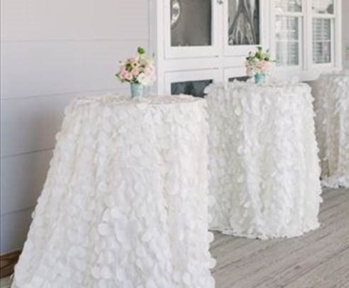Hire White ruffle tablecloth 