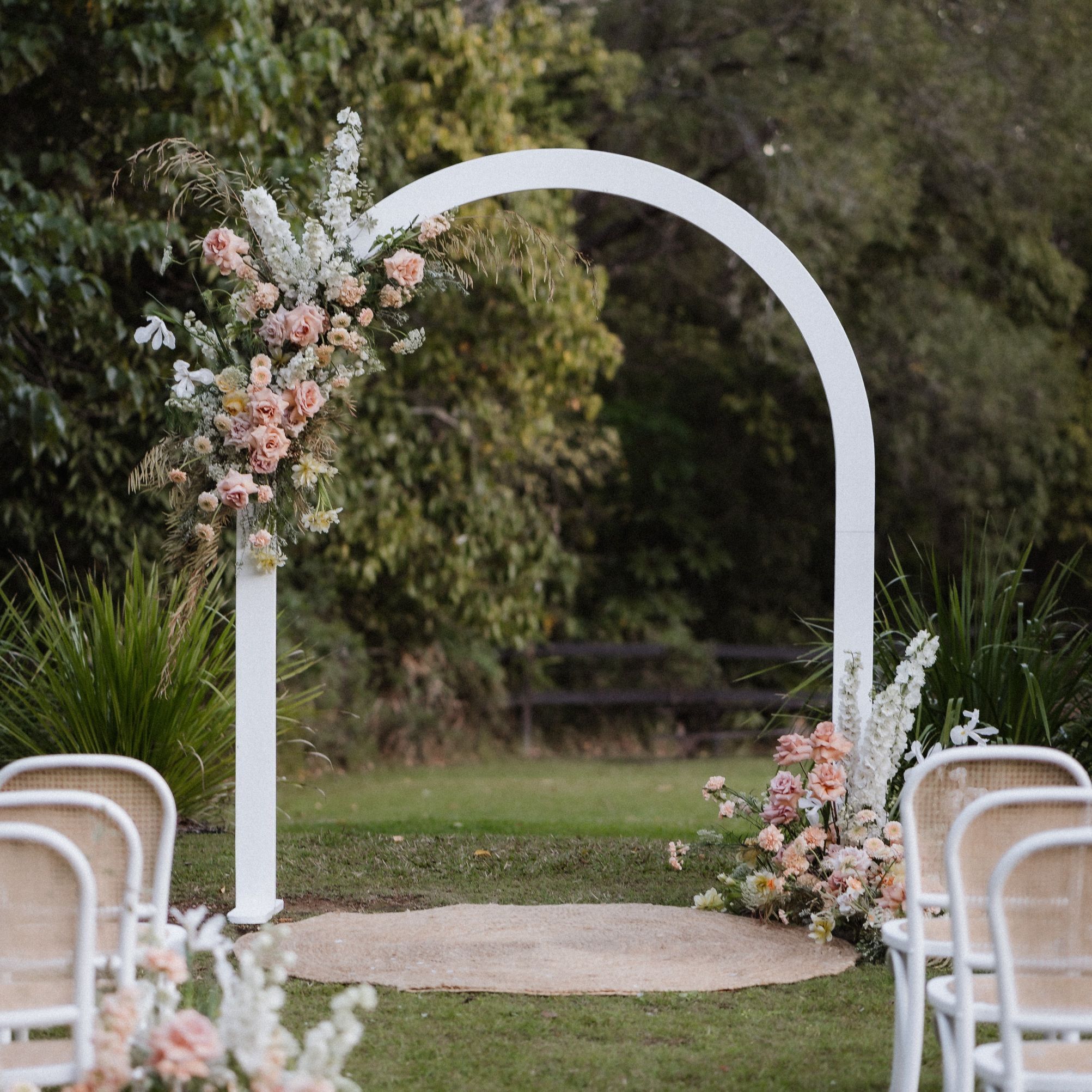 Hire White wooden arched arbour 