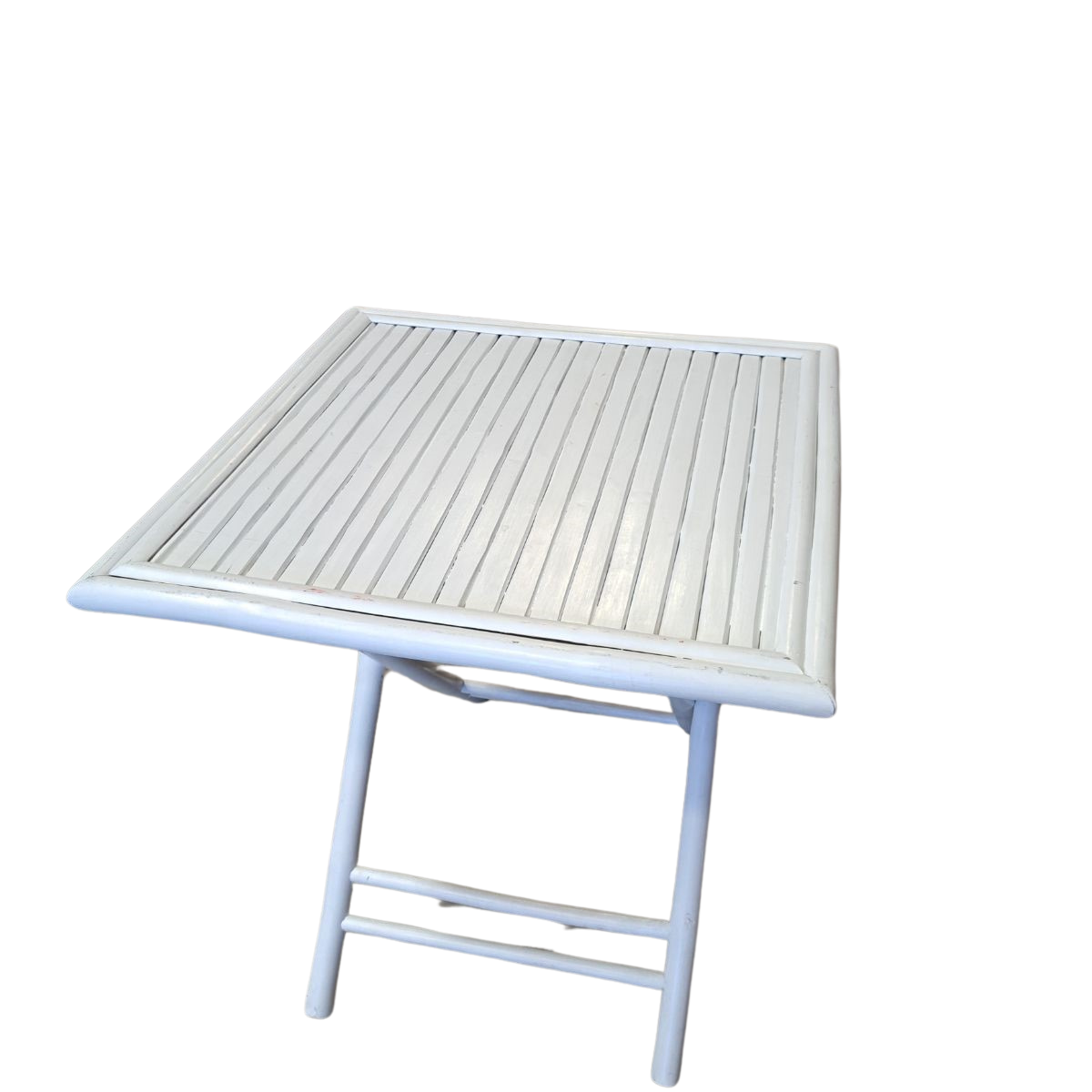 Hire White square bamboo table 