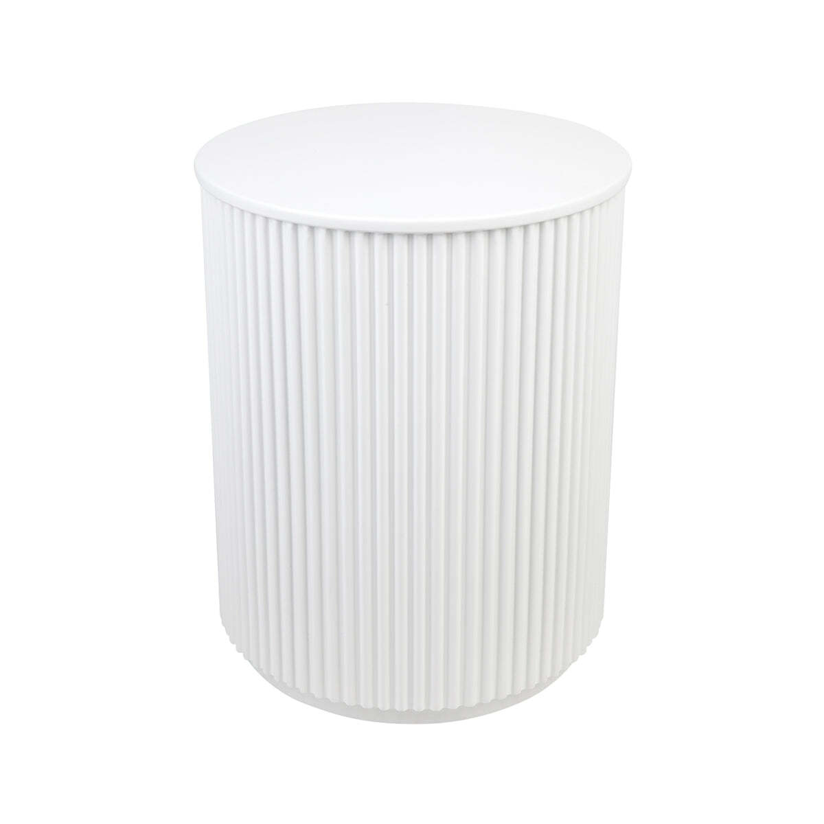 Hire White ribbed side table 