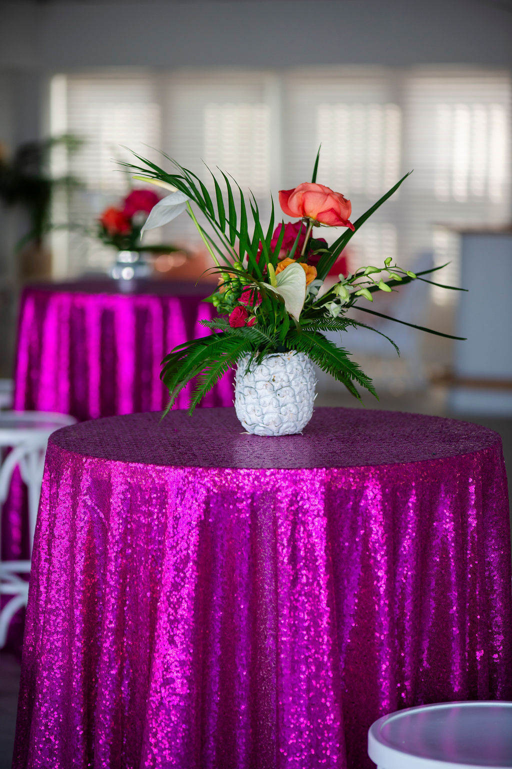 Hire Hot Pink sequin tablecloth 