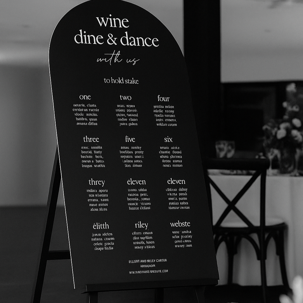Hire Black arched Seating Plan on Easel 