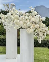 Hire Round ribbed plinths (Pair) 