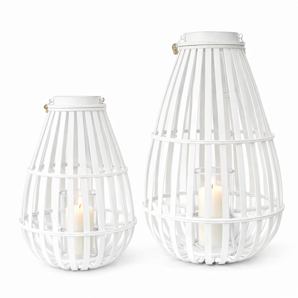 Hire White floor lantern (pair) 