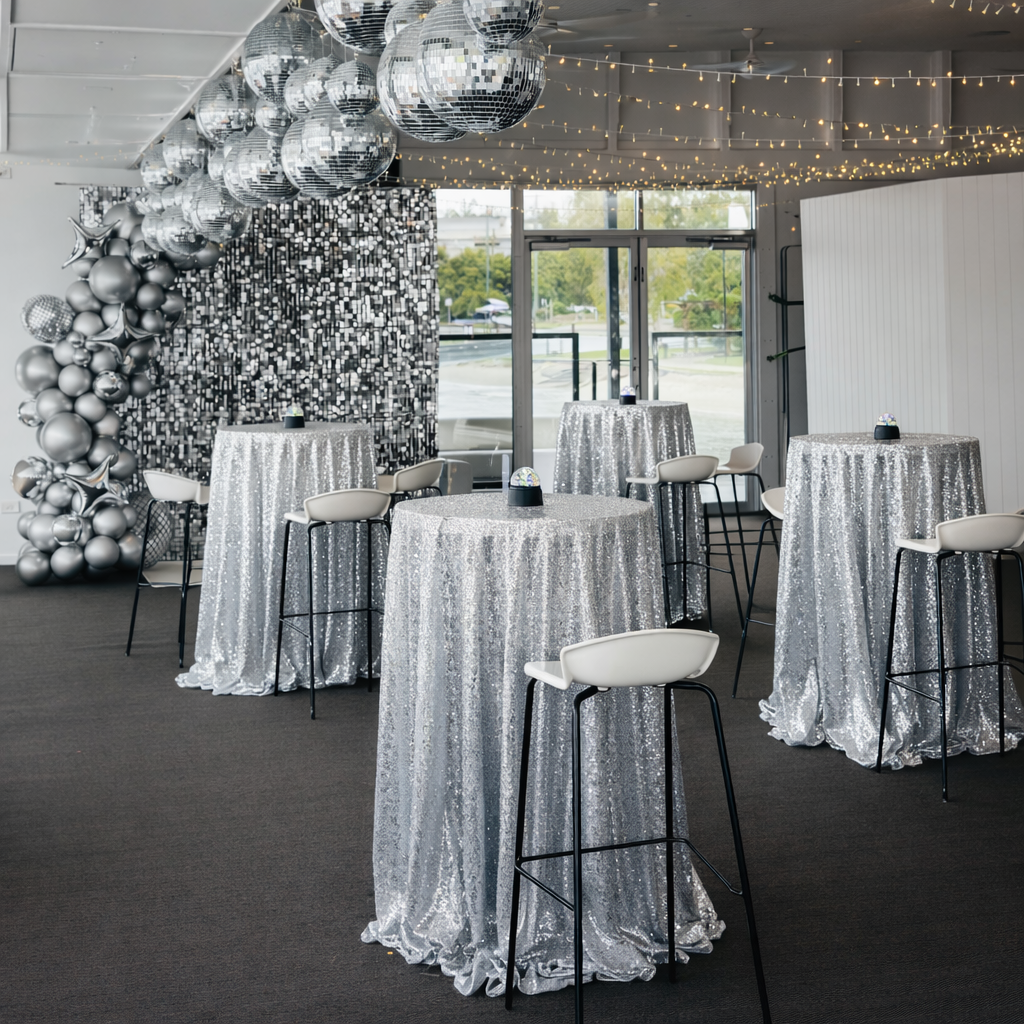 Hire Silver sequin cocktail table 