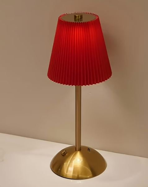Hire Red shade table lamp 