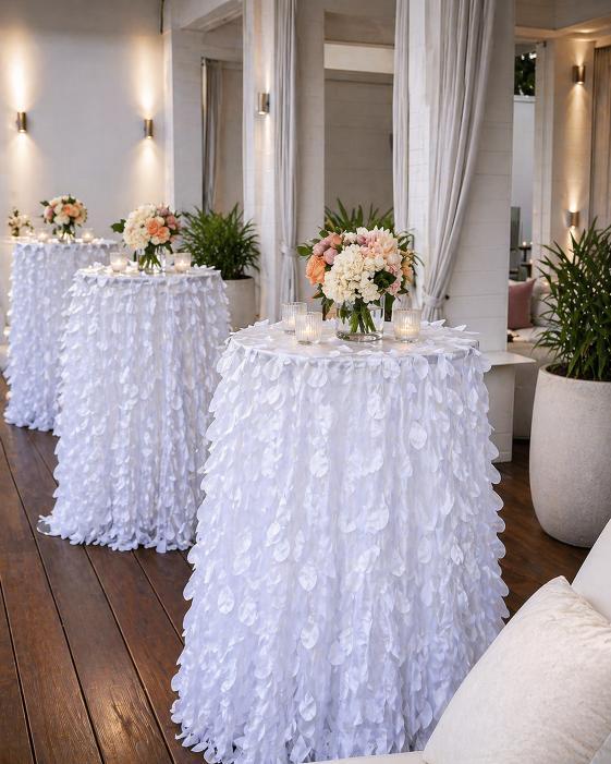 Hire White ruffle cocktail table 