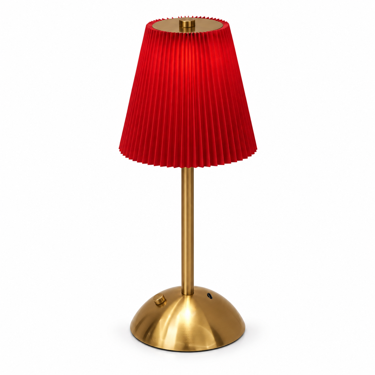Hire Red shade table lamp 